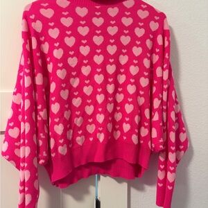 Lilly Pulitzer Liggy Pink Heart Pattern Sweater XXS